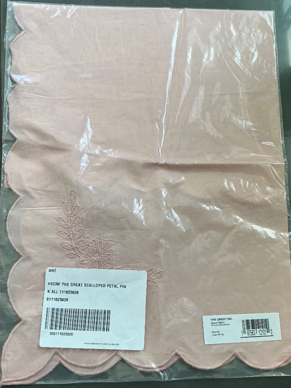 Anthropologie THE GREAT Pink Scalloped Cotton Bandana NWT - Picture 3 of 6